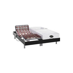 Vente-Unique.com Lit électrique relaxation tout plots matelas mémoire de forme et bambou LYSIS III de NATUREA - moteurs OKIN - 2 x 70 x 190 cm - noir - Publicité