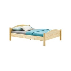 Idimex Lit double FLIMS 140 x 190 cm pour adulte et enfant, avec tête et pieds de lit arrondi, en pin massif finition naturelle - Publicité