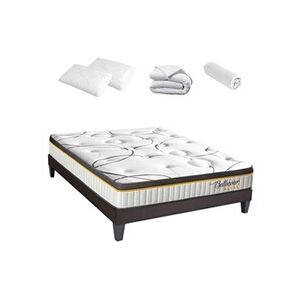 LITERIE - Pack Prêt à dormir BELLECOUR 3.0 140x190 cm - Matelas Ressorts ensachés + Sommier + Accessoires - Publicité