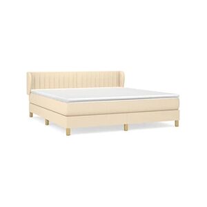 VIDAXL Lit à sommier tapissier avec matelas Crème 180x200 cm Tissu - Publicité