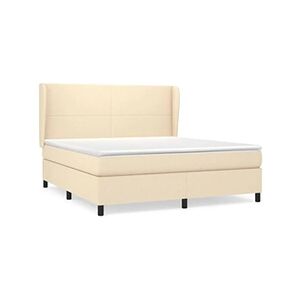 VIDAXL Lit à sommier tapissier avec matelas Crème 180x200 cm Tissu - Publicité