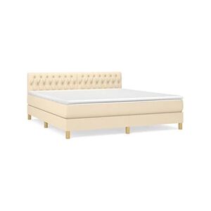 VIDAXL Lit à sommier tapissier avec matelas Crème 180x200 cm Tissu - Publicité