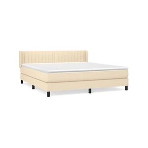 VIDAXL Lit à sommier tapissier avec matelas Crème 180x200 cm Tissu - Publicité