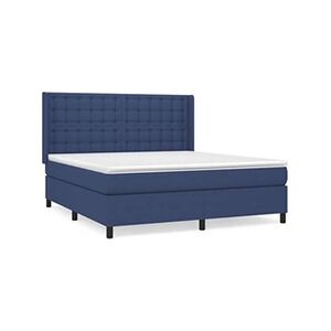 VIDAXL Lit à sommier tapissier avec matelas Bleu 180x200 cm Tissu - Publicité