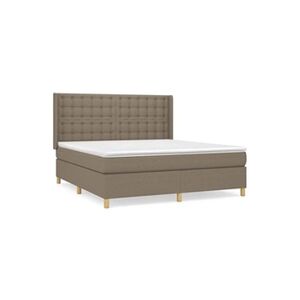 VIDAXL Lit à sommier tapissier avec matelas Taupe 180x200 cm Tissu - Publicité