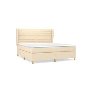 VIDAXL Lit à sommier tapissier avec matelas Crème 180x200 cm Tissu - Publicité