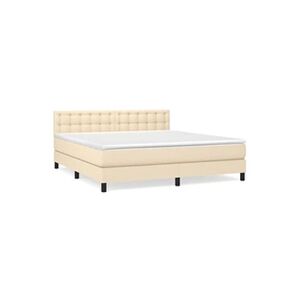 VIDAXL Lit à sommier tapissier avec matelas Crème 180x200 cm Tissu - Publicité