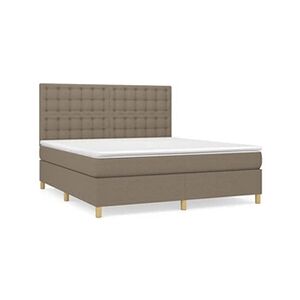 VIDAXL Lit à sommier tapissier avec matelas Taupe 180x200 cm Tissu - Publicité