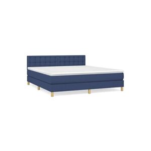 VIDAXL Lit à sommier tapissier avec matelas Bleu 180x200 cm Tissu - Publicité