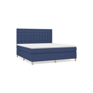 VIDAXL Lit à sommier tapissier avec matelas Bleu 180x200 cm Tissu - Publicité