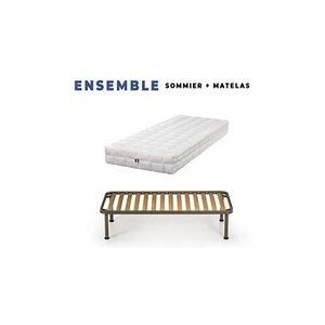 King of Dreams Lot de 2 matelas 100x200 + sommiers + pieds + 2 oreillers mémoire offert - latex naturel - compatible sommiers electriques - 80 kg/m3 - hauteur 21 cm - Publicité