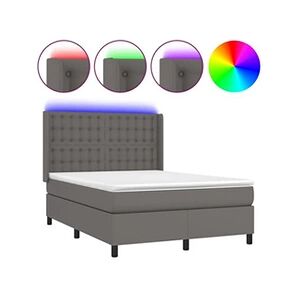 VIDAXL Sommier à lattes de lit matelas LED Gris 140x190cm Similicuir - Publicité