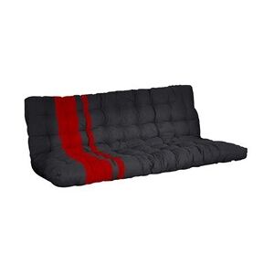 Vente-Unique Futon 135 x 190 cm spécial banquette-lit ép.10cm - Noir et Rouge - MODULO - Publicité