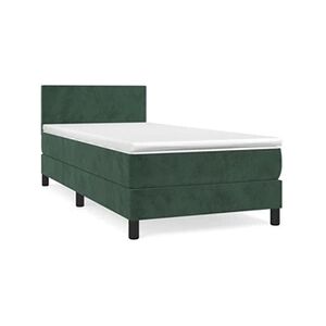 VIDAXL Lit à sommier tapissier et matelas Vert foncé 80x200 cm Velours - Publicité