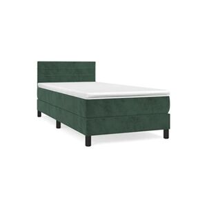 VIDAXL Lit à sommier tapissier et matelas Vert foncé 80x200 cm Velours - Publicité