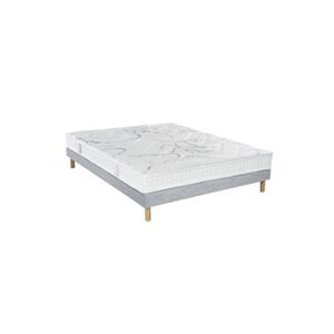 Essenzia - Ensemble Matelas Latex 160x210cm - MORPHOZONE 200, Sommier Tradition et Pieds - Ferme - Epaisseur 20 cm - Frabrication Française - Publicité