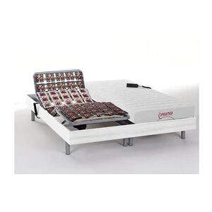 Vente-Unique.com Lit électrique relaxation tout plots matelas accueil latex - 2 x 70 x 190 cm - Blanc - ETHER de DREAMEA - Publicité