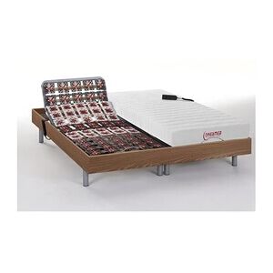 Vente-Unique.com Lit électrique relaxation tout plots matelas accueil latex - 2 x 70 x 190 cm - Naturel clair - ETHER de DREAMEA - Publicité