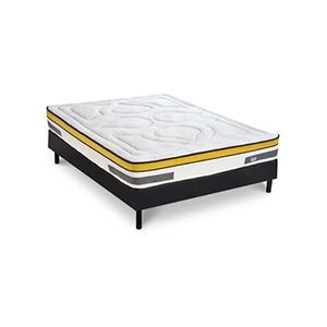 Maison Aubertin Ensemble Matelas Aubertin Ressorts ensachés Accueil mémoire et sommier kit bois noir - 180 x 200 cm - Publicité