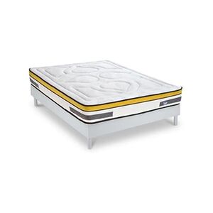 Maison Aubertin Ensemble Matelas Aubertin Ressorts ensachés Accueil mémoire et sommier kit bois blanc - 180 x 200 cm - Publicité