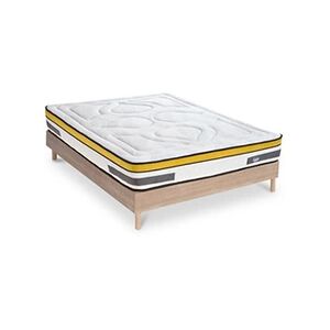 Maison Aubertin Ensemble Matelas Aubertin Ressorts ensachés Accueil mémoire + sommier kit bois - 180 x 200 cm - Publicité