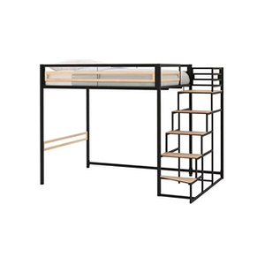 GENERIQUE Lit mezzanine - 140x190 cm - Métal - Noir - Sommier inclus - LEON - Publicité