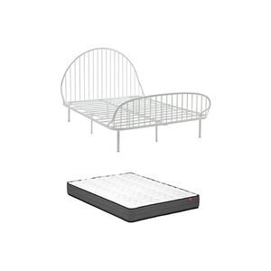 Vente-Unique.com Lit 140 x 190 cm - Métal - Blanc + Matelas - ISELIA - Publicité