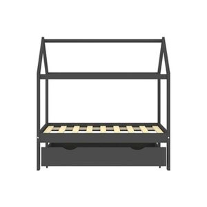 VIDAXL Cadre de lit d'enfant avec un tiroir Gris foncé Pin 70x140 cm - Publicité