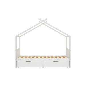 VIDAXL Cadre de lit enfant avec tiroirs blanc pin massif 90x200 cm - Publicité