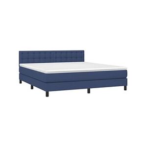 VIDAXL Lit à sommier tapissier avec matelas Bleu 180x200 cm Tissu - Publicité