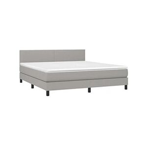 VIDAXL Sommier à lattes de lit matelas LED Gris clair 160x200 cm Tissu - Publicité