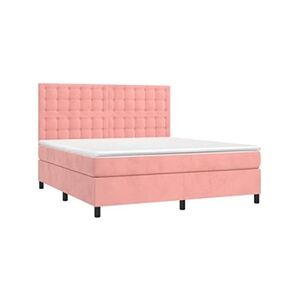 VIDAXL Lit à sommier tapissier avec matelas Rose 180x200 cm Velours - Publicité