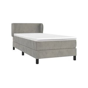 VIDAXL Lit à sommier tapissier et matelas Gris clair 80x200 cm Velours - Publicité