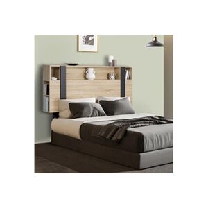 ID Market Tête de lit PHOENIX 140 cm avec rangements bois et noir - Publicité