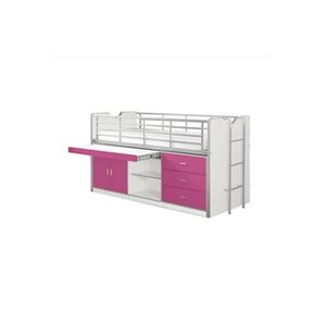 Altobuy BAYMAX - Lit Combiné 90x200cm Fuchsia avec Bureau Coulissant - - Publicité