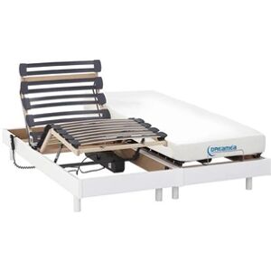 Vente-Unique.com Lit électrique relaxation matelas mémoire de forme HERACLES de DREAMEA - blanc - 2 x 90 x 200 cm - Publicité