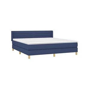 VIDAXL Lit à sommier tapissier avec matelas Bleu 180x200 cm Tissu - Publicité