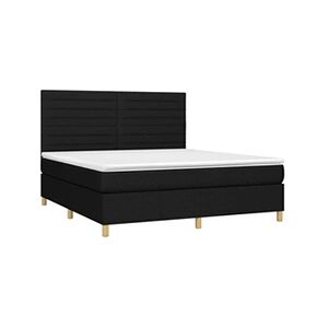 VIDAXL Sommier à lattes de lit avec matelas Noir 180x200 cm Tissu - Publicité