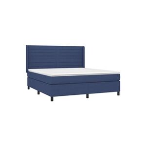 VIDAXL Lit à sommier tapissier avec matelas Bleu 180x200 cm Tissu - Publicité