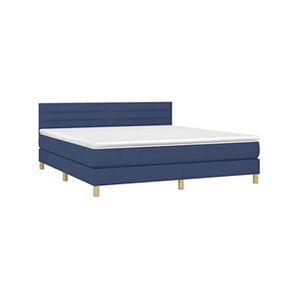 VIDAXL Lit à sommier tapissier avec matelas Bleu 180x200 cm Tissu - Publicité