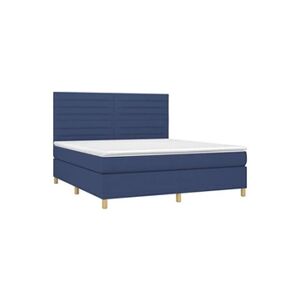 VIDAXL Lit à sommier tapissier avec matelas Bleu 180x200 cm Tissu - Publicité