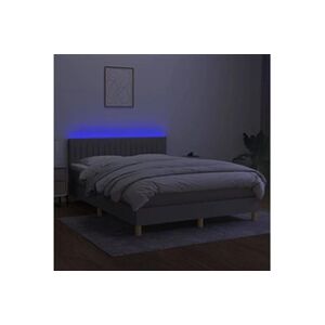 VIDAXL Sommier à lattes de lit et matelas et LED Gris clair 140x190 cm - Publicité
