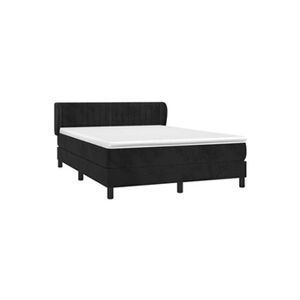 VIDAXL Sommier à lattes de lit avec matelas Noir 140x190 cm Velours - Publicité