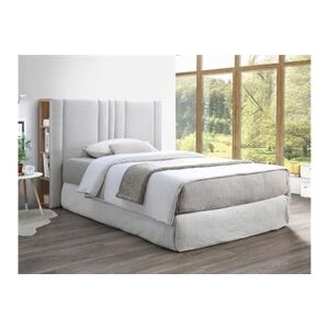 Vente-Unique.com Tête de lit avec rangements 160 cm - Tissu - Gris clair et naturel - SIVERI - Publicité