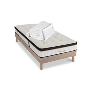 Maison Aubertin Matelas Emeraude Mousse Haute densité Accueil Mémoire de forme+ sommier + accessoires - 90 x190 cm - Publicité