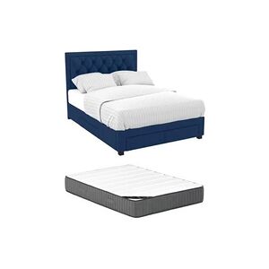 Vente-Unique.com Lit avec tiroirs 160 x 200 cm - Tissu velours bleu + Matelas - LEOPOLD - Publicité