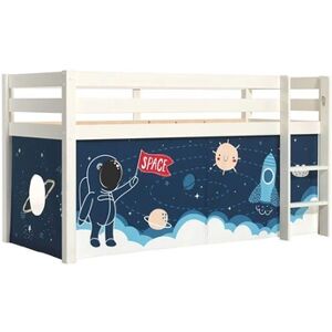 Non renseigné Lit mezzanine 90x200 cm avec tente astronaute pin massif blanc Pino - Publicité