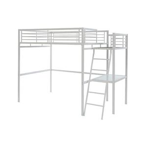 Vente-Unique Lit mezzanine CASUAL II - 140 x 190 cm - plateforme bureau - Blanc - Publicité