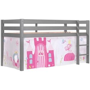 Non renseigné Lit mezzanine 90x200 cm avec tente princesse pin massif gris Pino - Publicité