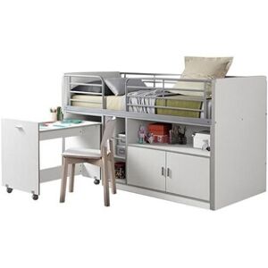 Non renseigné Lit combiné 90x200 cm avec sommier 1 bureau 2 portes bois blanc Bonny - Publicité